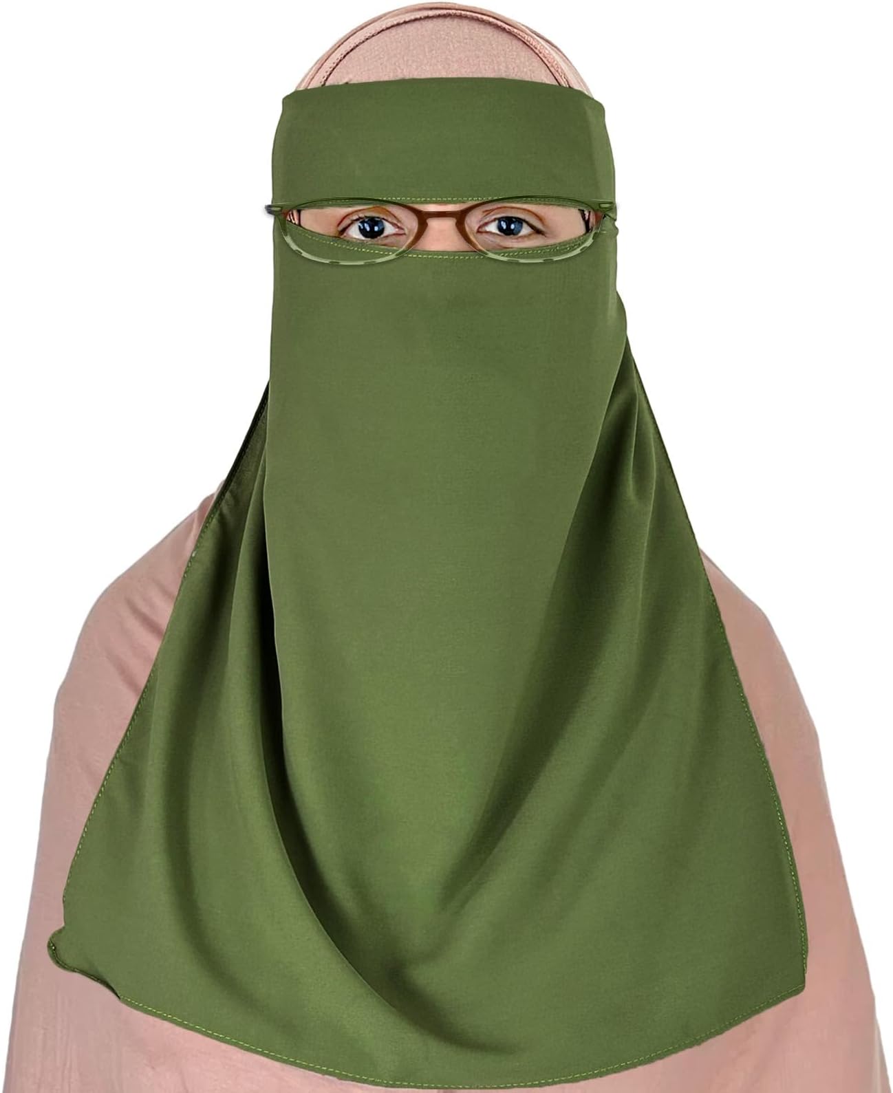 Syeeds BoutiqueWomen's Niqab, Soft Chiffon Muslim Veil Burqa Face Cover, One Layer Nose Piece, Medium Length, 16" W x 18" L