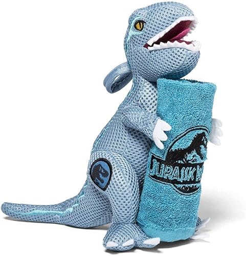 Jurassic World - Juego de 2 piezas de tela de peluche con diseño de dinosaurio, Azul