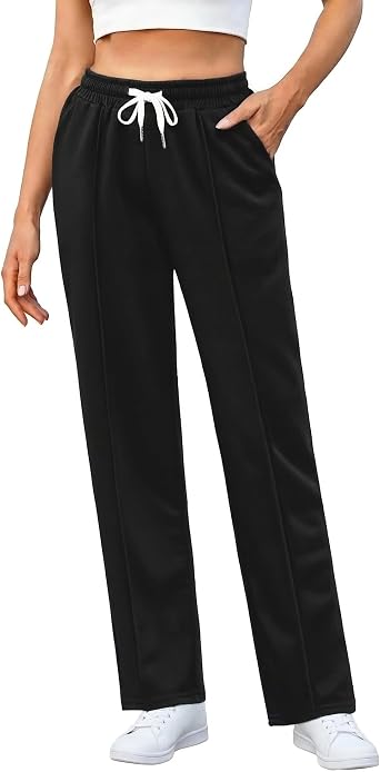 Women's Joggers Cotton Tracksuit Bottoms Straight Leg Trousers | Drawstring, Elastic Waist, Side Pockets, Lightweight Stretch, Casual Pants, Jogging, Running, Lounging, Daily Wear