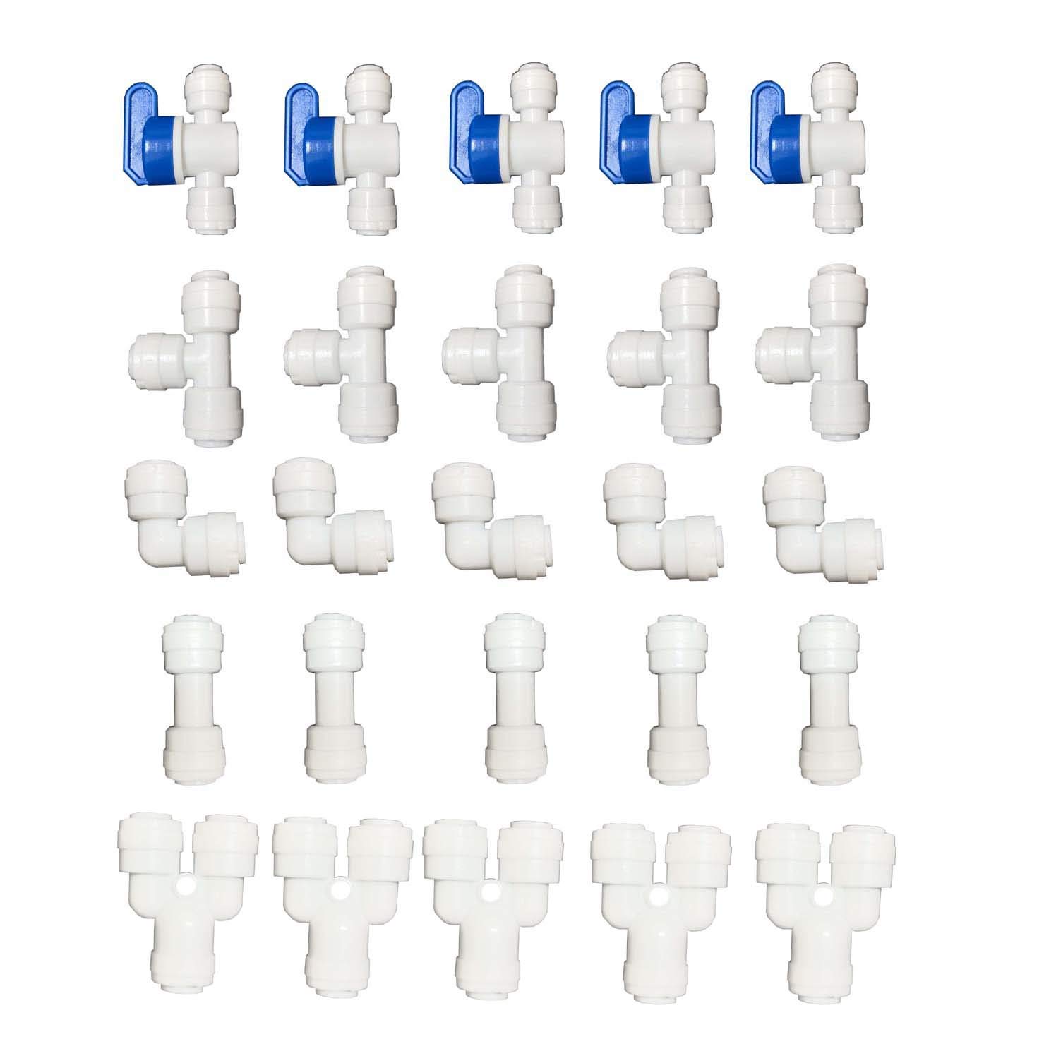 Malida 1/4" OD Quick Connect Push in to Connect Water Tube Fitting for RO Reverse Osmosis Water Filter Fittings Pack of 25