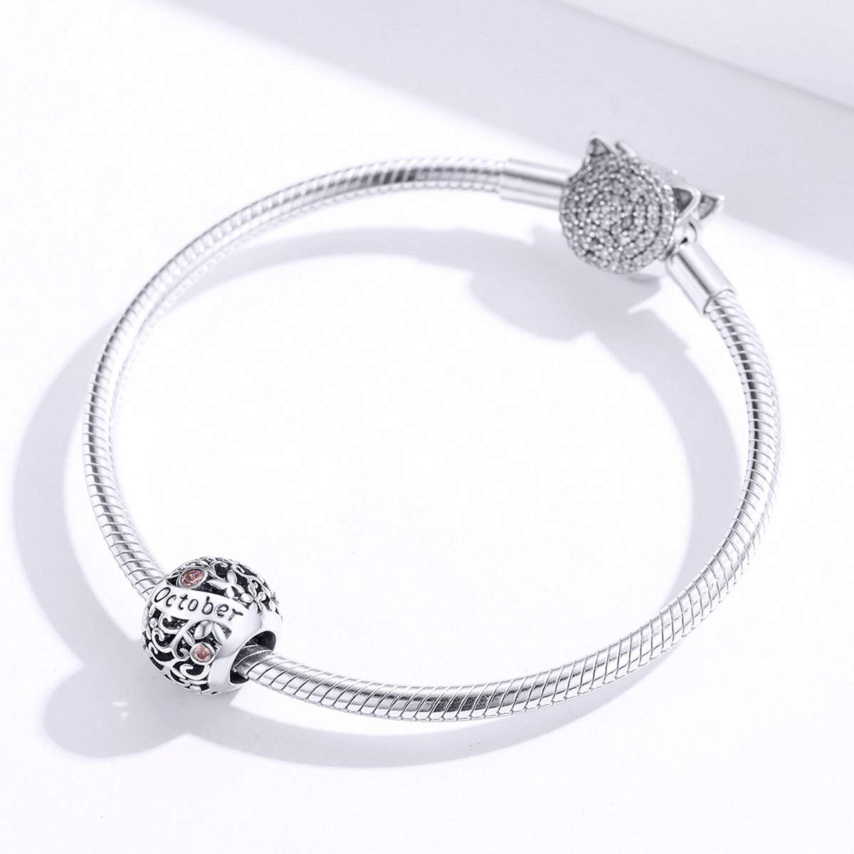 Lorrifal Ciondoli Originali in Argento Sterling 925 con Zirconia Cubica Pietra di Nascita Charm Portafortuna Adatti per bBraccialetti Pandora, Collane e Gioielli Perfetti per Compleanno