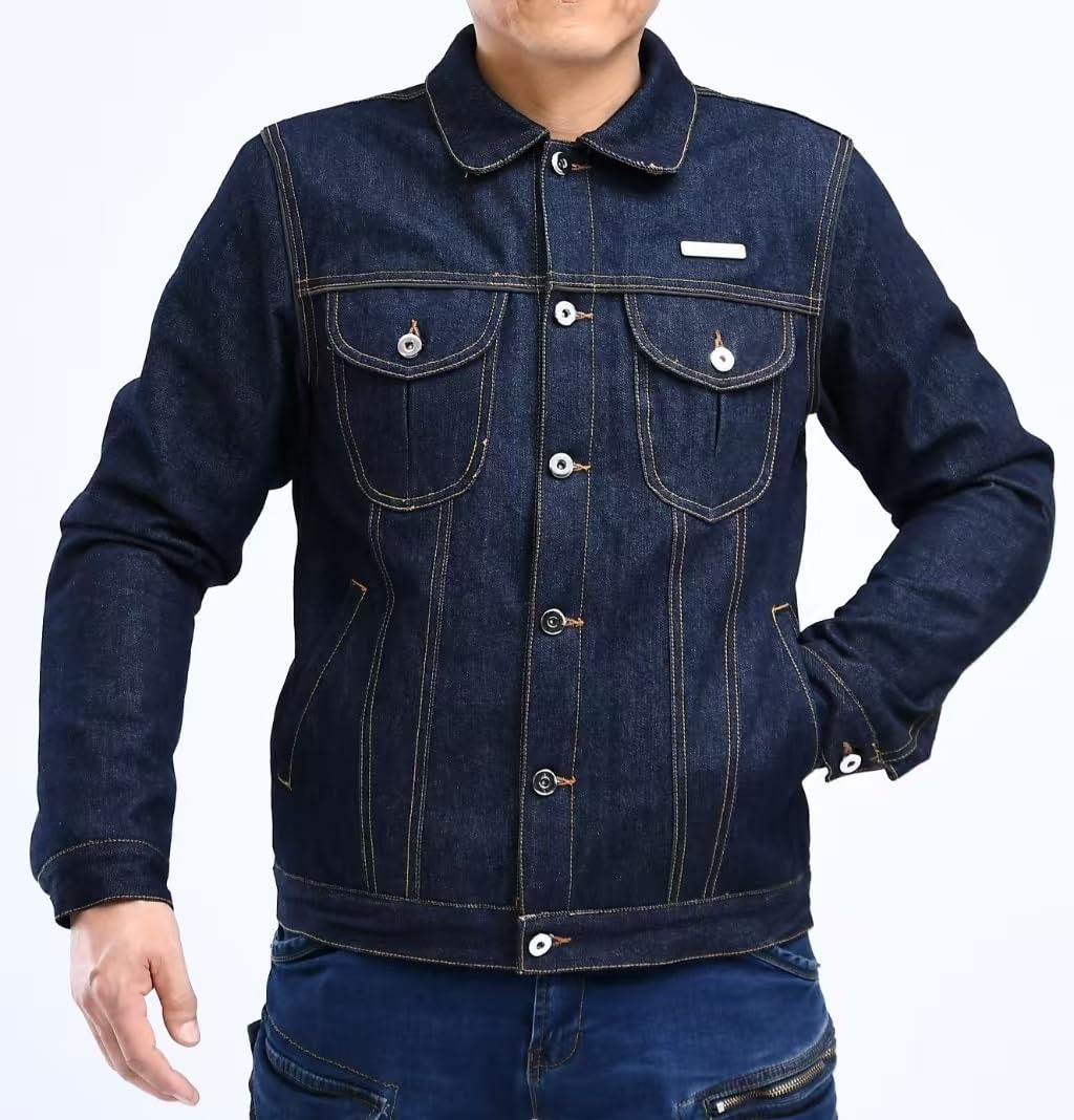 Uomo Giacca in Denim da Moto Resistente all'acqua di tutta la stagione e durevole con 5x CE Protector