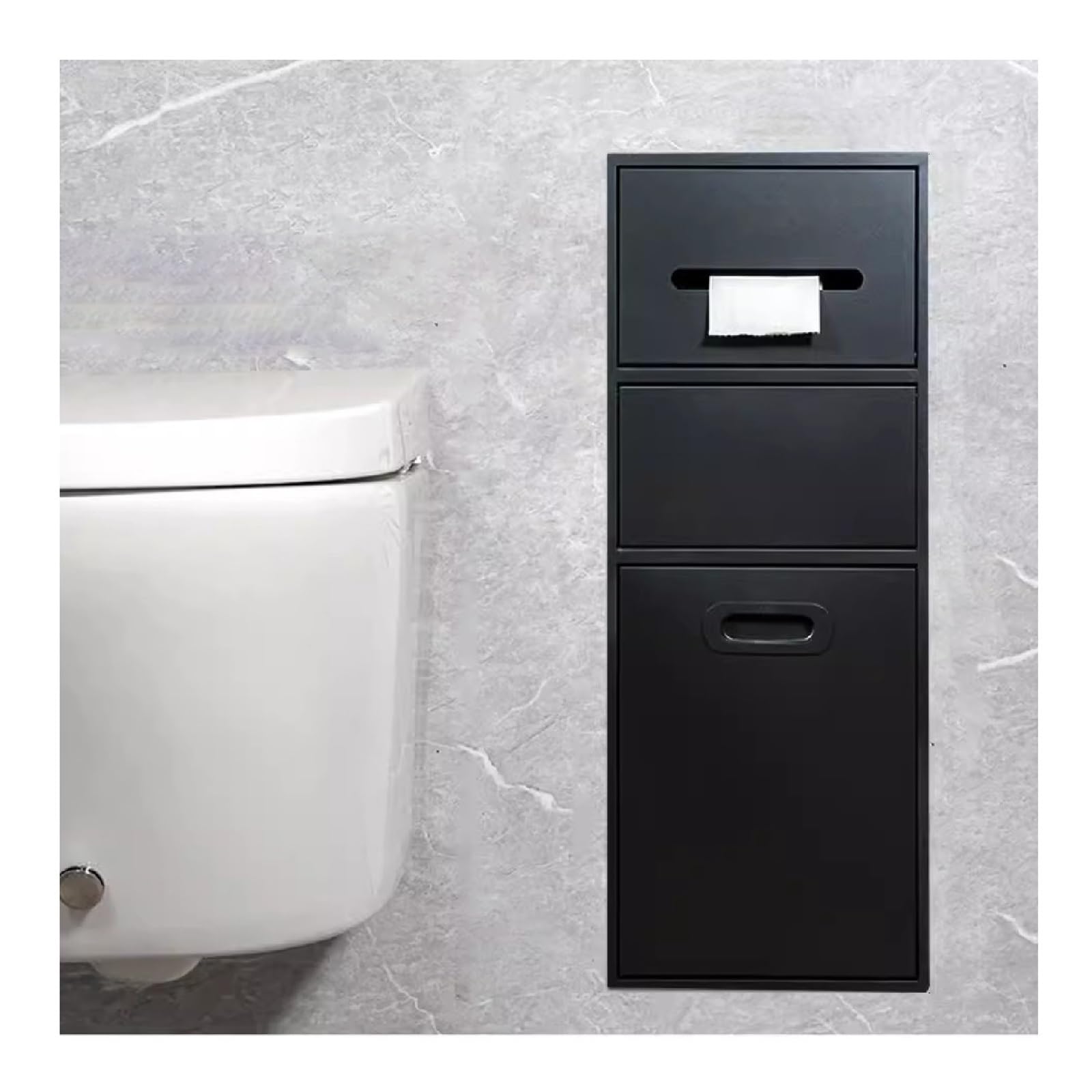 QUSYZD Black Stainless Steel Recessed Bathroom Niche Shelf Organizer with Garbage Can Ideal for Kitchen Living Room and Bedroom Storage. Built in Alcove Design,Black-b