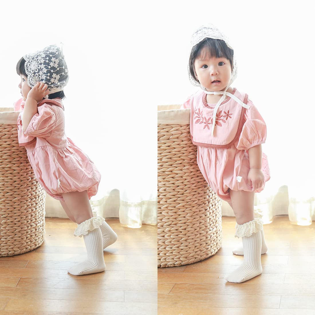 HOUSEYUAN Calcetines largos con volantes para bebés y niñas, hasta la rodilla, para recién nacidos, con encaje, con volantes, para niñas de 6 a 12 meses