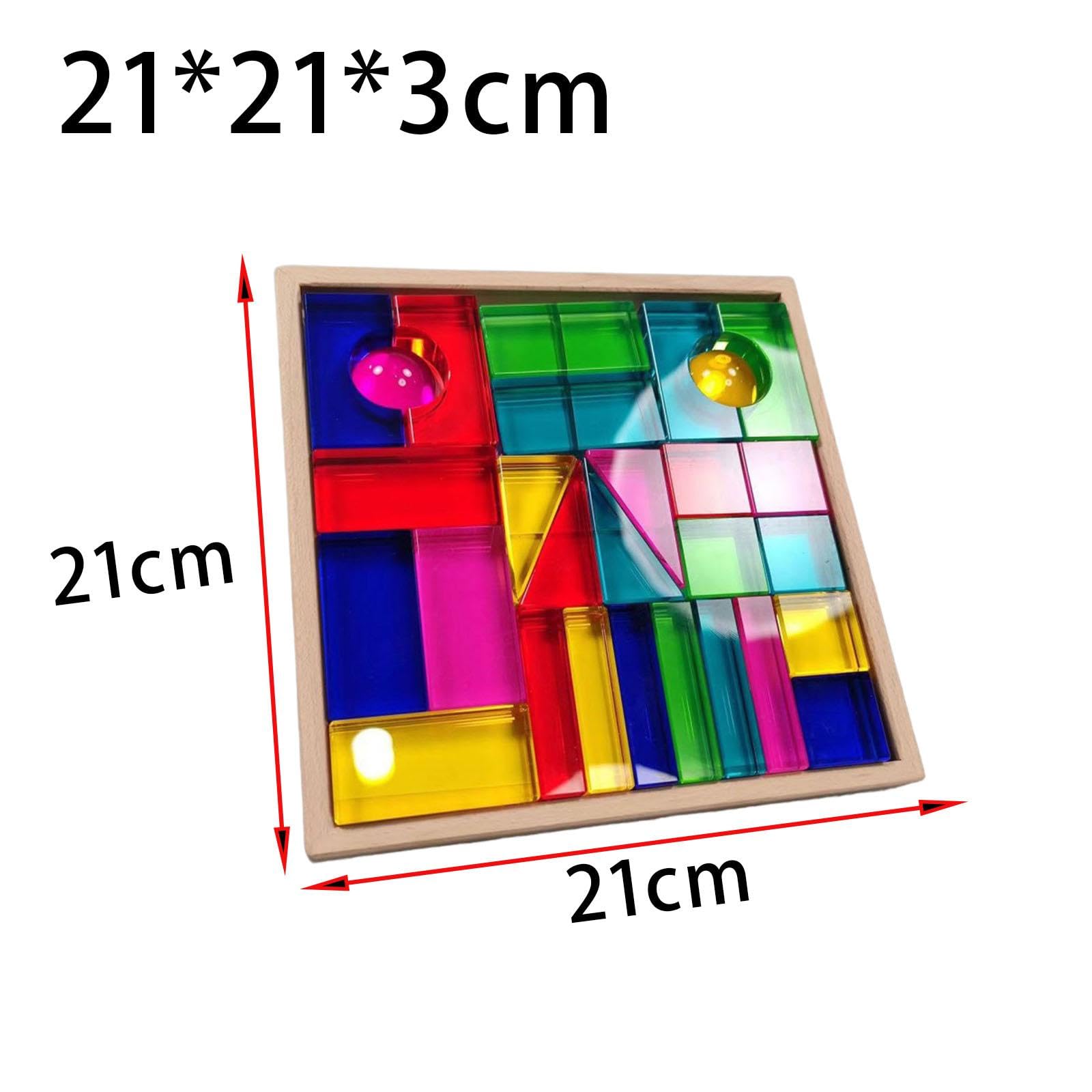 Juego de Bloques de Construcción Apilables, Cubos Acrílicos, Juguetes de Cristal con Función de Apilamiento Sensorial, Apto para Niños.