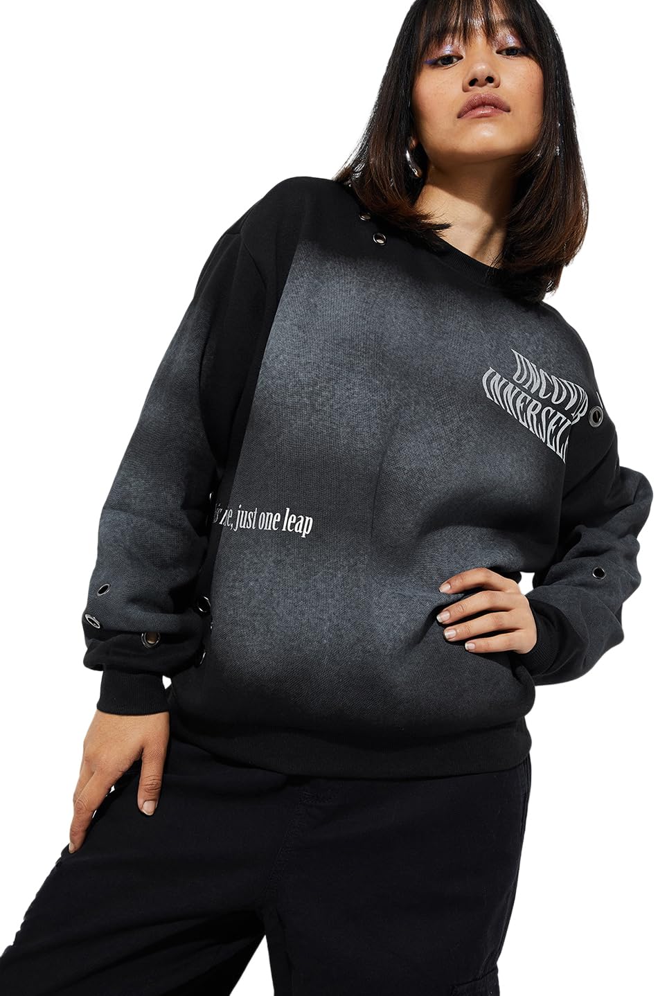 max Women Cotton Blend Hooded Neck Alaya F x URB_N Oversized Printed Sweatshirt-picture-38