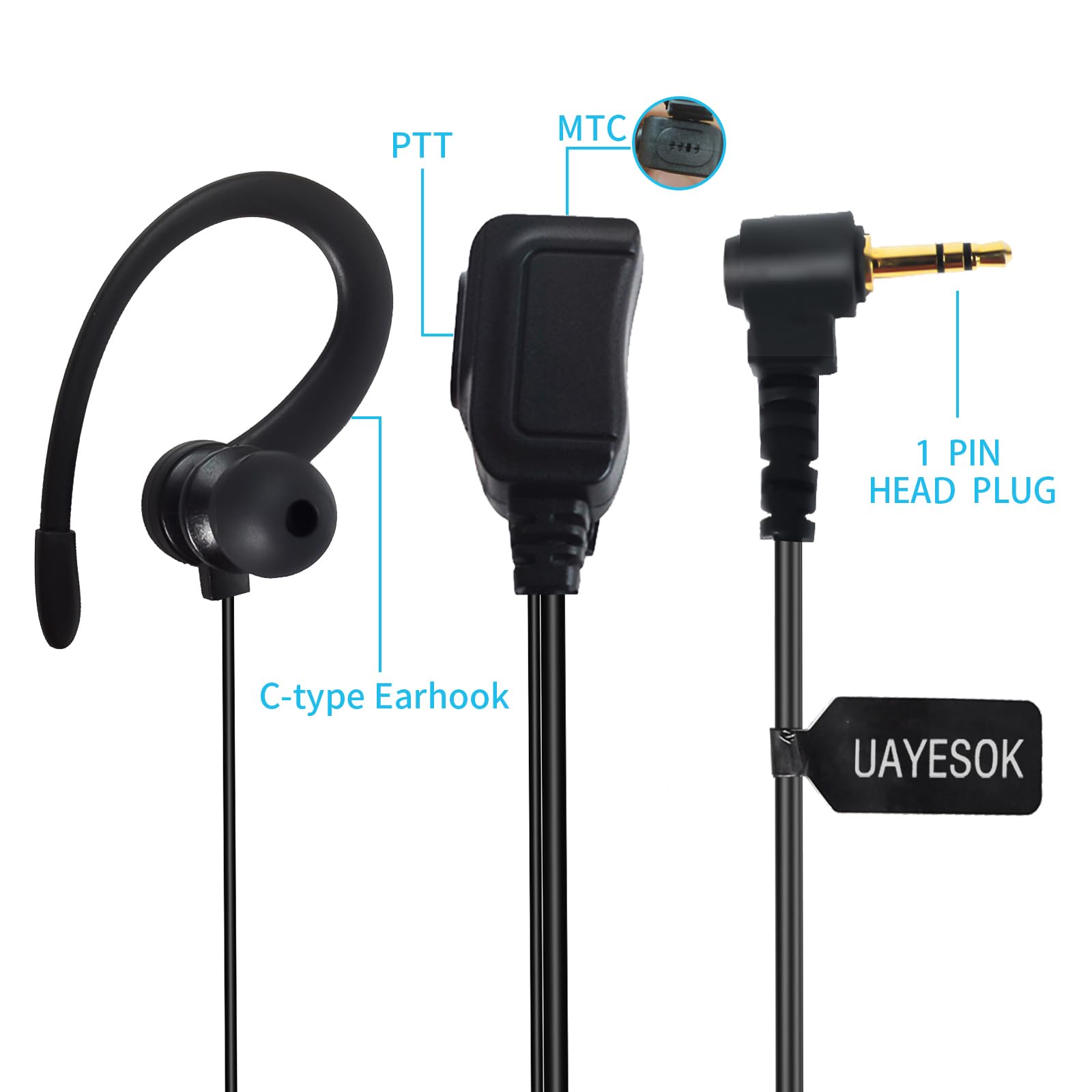 UAYESOK 1 Pin 2.5mm Walkie Talkie Earpiece - Image 2