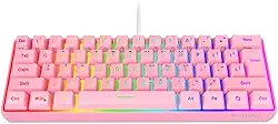 Snpurdiri Teclado para jogos 60% com fio, retroiluminado RGB ultra compacto à prova d'água mini teclado de 61 teclas, para PC/Mac Gamer, Datilografador, Viagem, Fácil de transportar