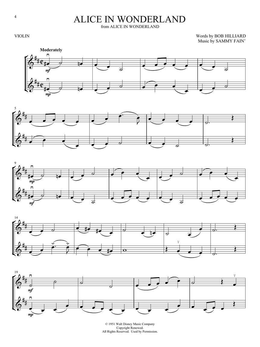 Disney songs for violin duet: 30 Timeless Favorites