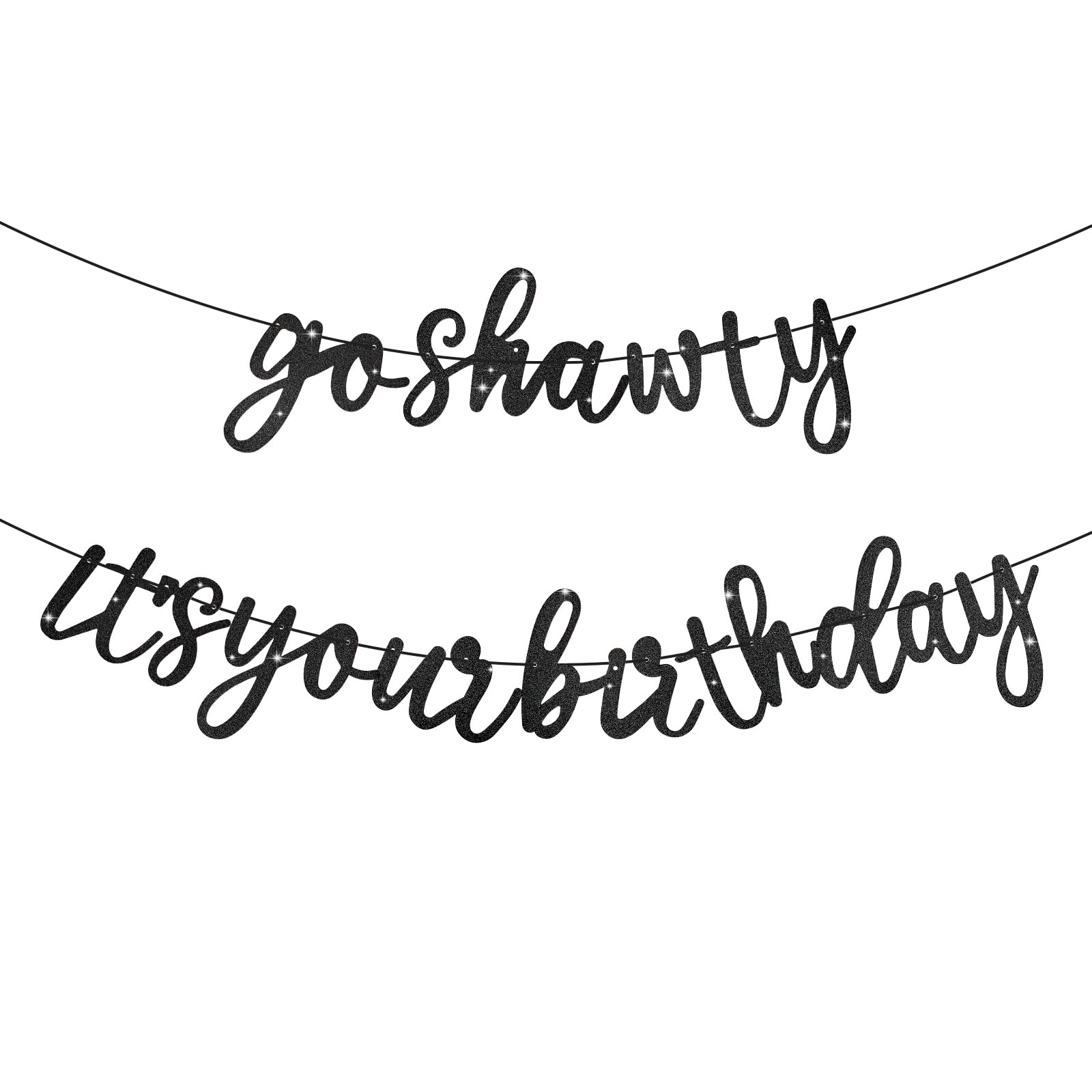 Alaoo Happy Birthday Banner Party Decorations, Black — image 1