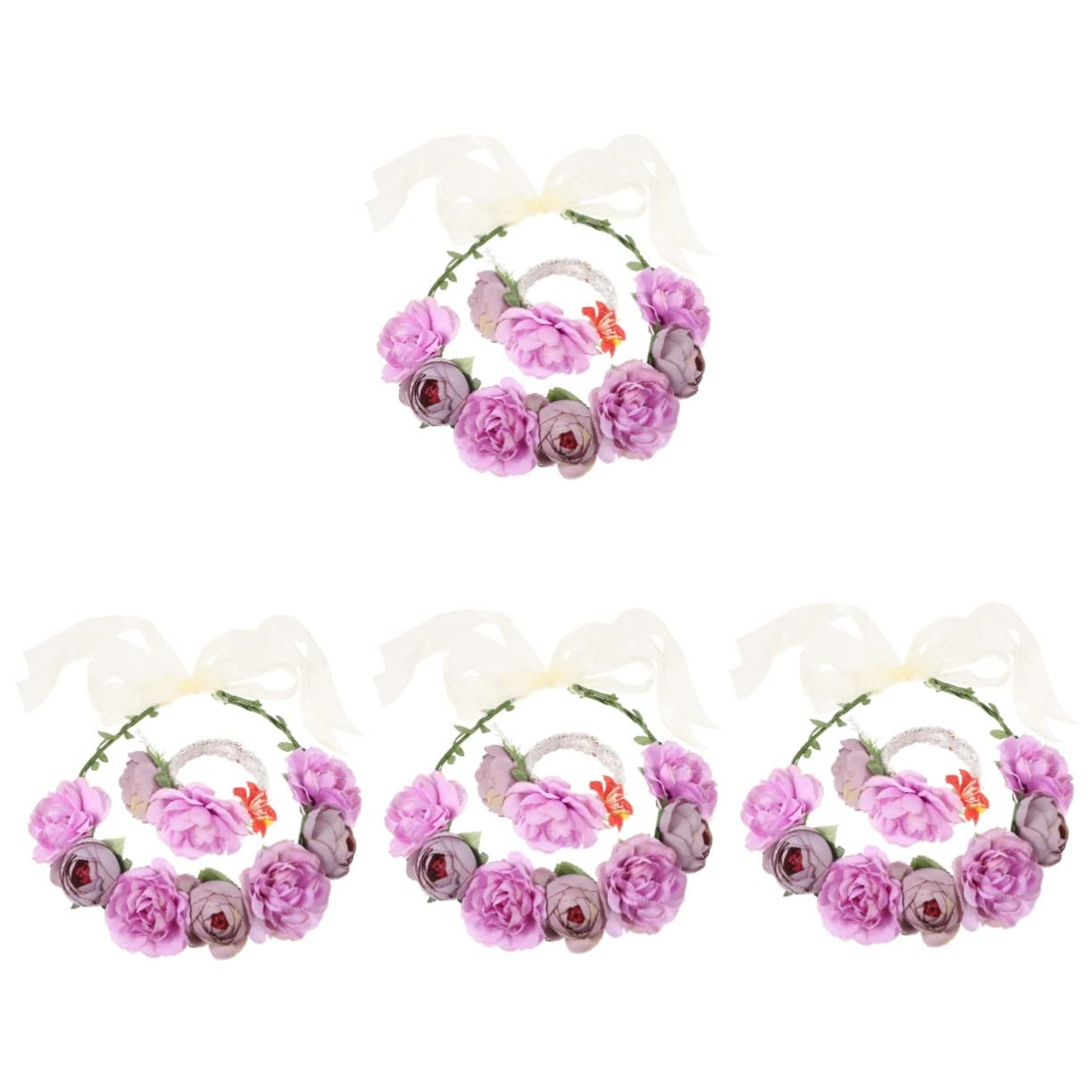 Didiseaon 4 Set fascia per ghirlanda fascia rosa ghirlanda floreale per accessori acconciature sposa accessori per acconciature sposa Tiara fiore del corpetto floreale tessuto
