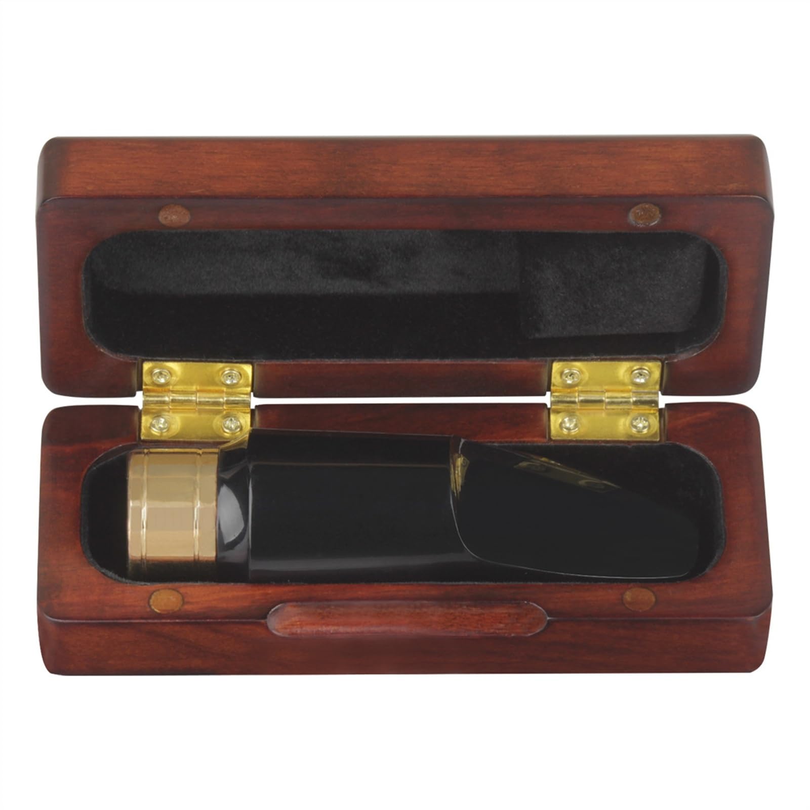 Saxofón Instrumentos Accesorio Caja De Boquilla De Caoba Para Saxofón Alto Y Juego De Accesorios Para Instrumentos De Viento Con Boquilla De Oro Negro