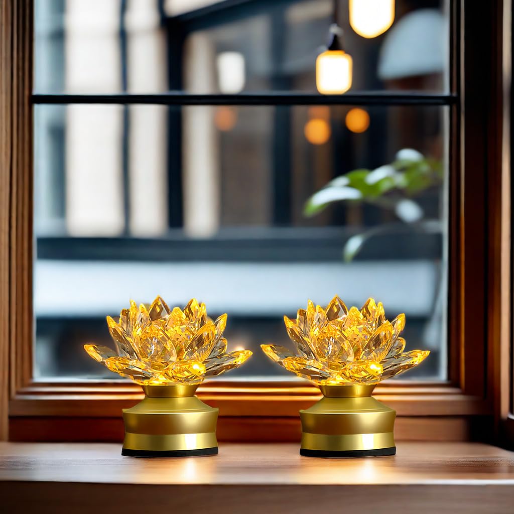 Amazon｜蓮花灯 蓮の花 仏壇 神前用灯籠 ガラス 水晶蓮花 光る蓮の花