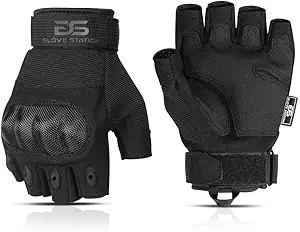 Glove Station- Fingerless Knuckle Tactical Gloves for Men - Motorcycle Gloves for Tactical Shooting, Airsoft, Hunting, Police Work and Hiking