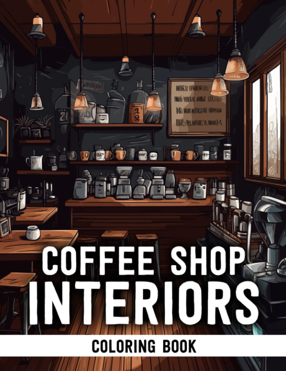 Coffee Shop Interiors Coloring Book: An Easy Cafe Interior Designs Coloring Book for Adults, Women, and Seniors, Featuring 30+ Cozy Scenes Illustrations for Relaxation and Stress Relief