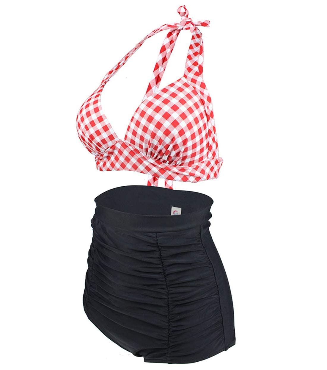 Viloree Costume da Bagno Donna a Vita Alta in Due Pezzi Stampa Floreale Bikini Halter Regolabile Costume da Bagno