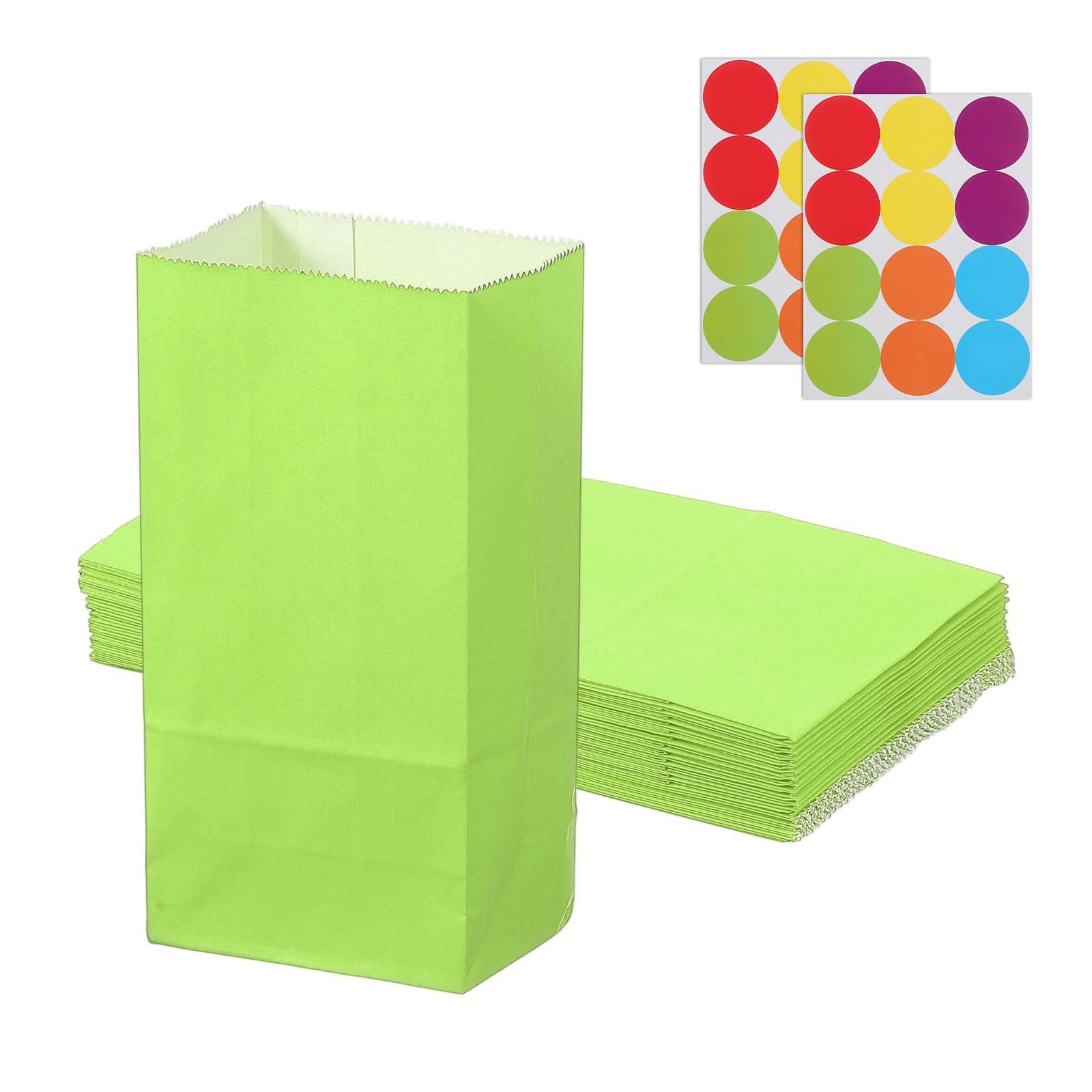PATIKIL Party Favor Bag, 24 Pcs 9x6x18cm Paper Candy Bags Gift Treat Celebration Halloween Goody Birthday Wedding Party with Stickers, Light Green