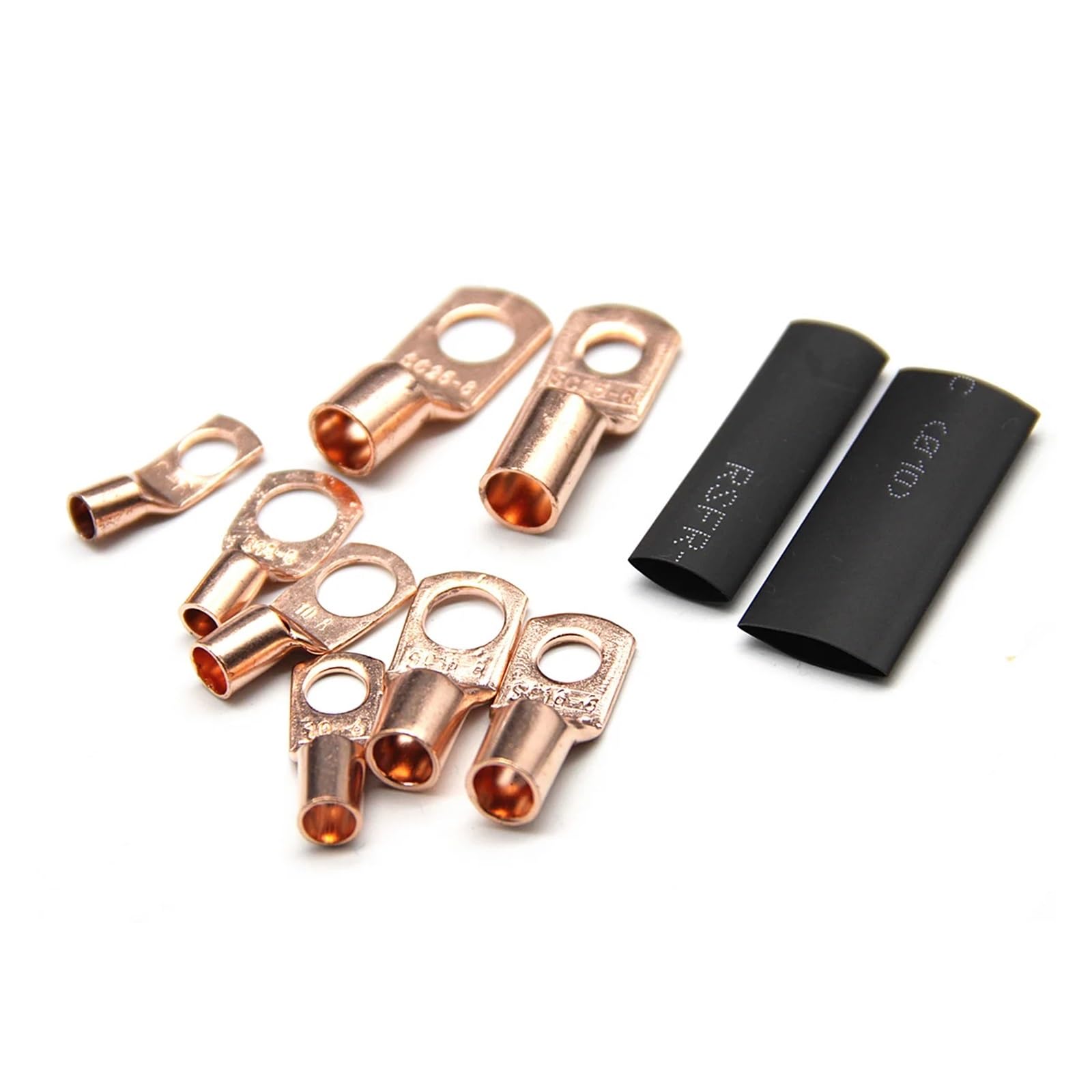 Terminali ad anello in rame SC da 260 pezzi Terminali a crimpare for cavi nudi Capicorda e kit di assortimento termorestringenti