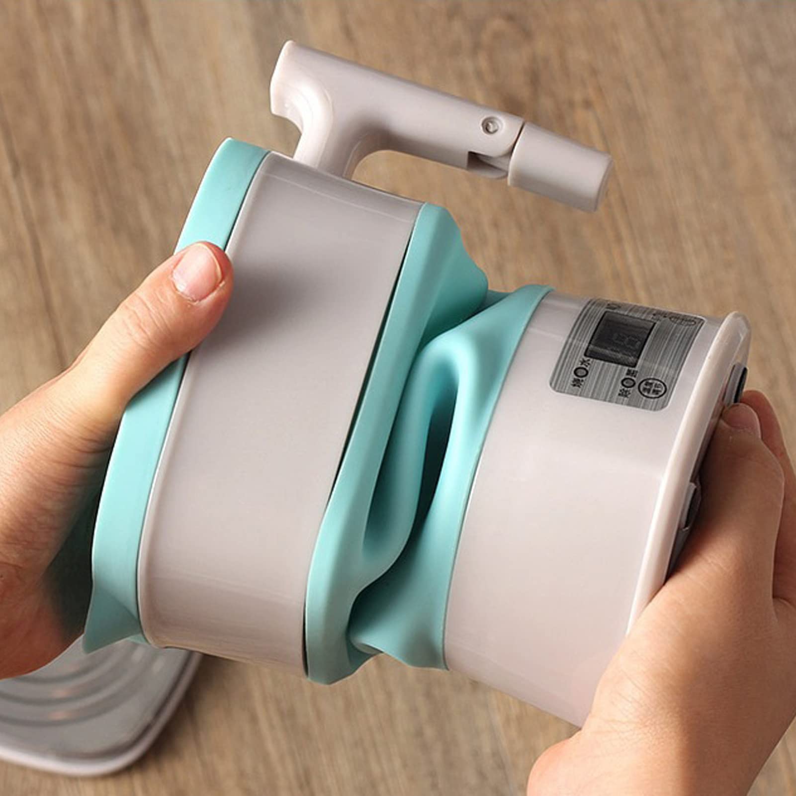 Bollitore Elettrico Pieghevole 110 V‑220 V, Bollitore Elettrico da Viaggio in Silicone da 800 W Bollitore Elettrico Pieghevole con Controllo Termostatico Per Caffè, Tè, Spina Europea(Blu)