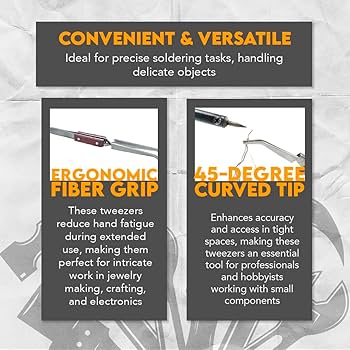 Amazon.com: SE 十字鎖焊鉗帶光纖握把- 精密拾取工具- 易握鑷子