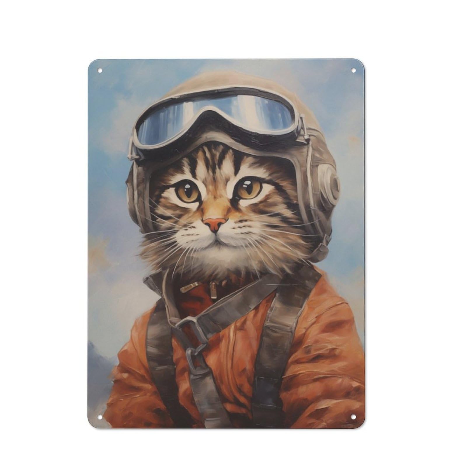 Junmoney Kitty Helicopter Pilot Vintage Tin Sign 40X30cm With For Kitchen Or Home Bar, For Metal Sign Collectors, For Kitchen And Home Bar Decor