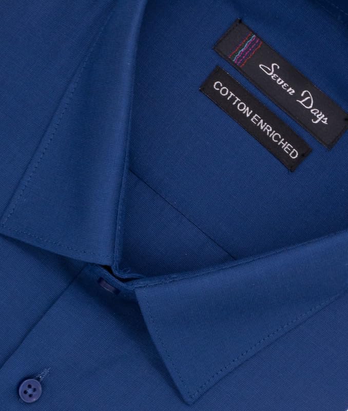 Image of 7-DAYS Men's Premium Formal Shirt - Cotton Blend, Regular Fit, Full Sleeve, with Pocket, Durable & Easy Care - Perfect for Office Wear