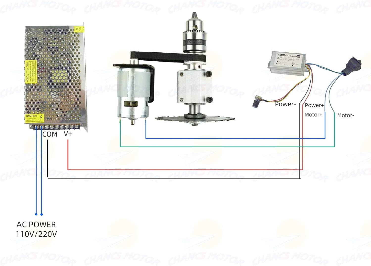 CHANCS 775 DIY Electric Table Saw Mini Circular Saw Cordless DC 24V 12000RPM PWM Speed Controller Output Voltage DC 9-60V