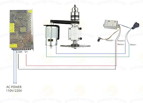 Miniatura 2 de CHANCS 895 Mini sierra de mesa para corte de madera DC 24V 12000RPM PWM Monitor regulador de atenuación con interruptor y perilla Voltaje de salida