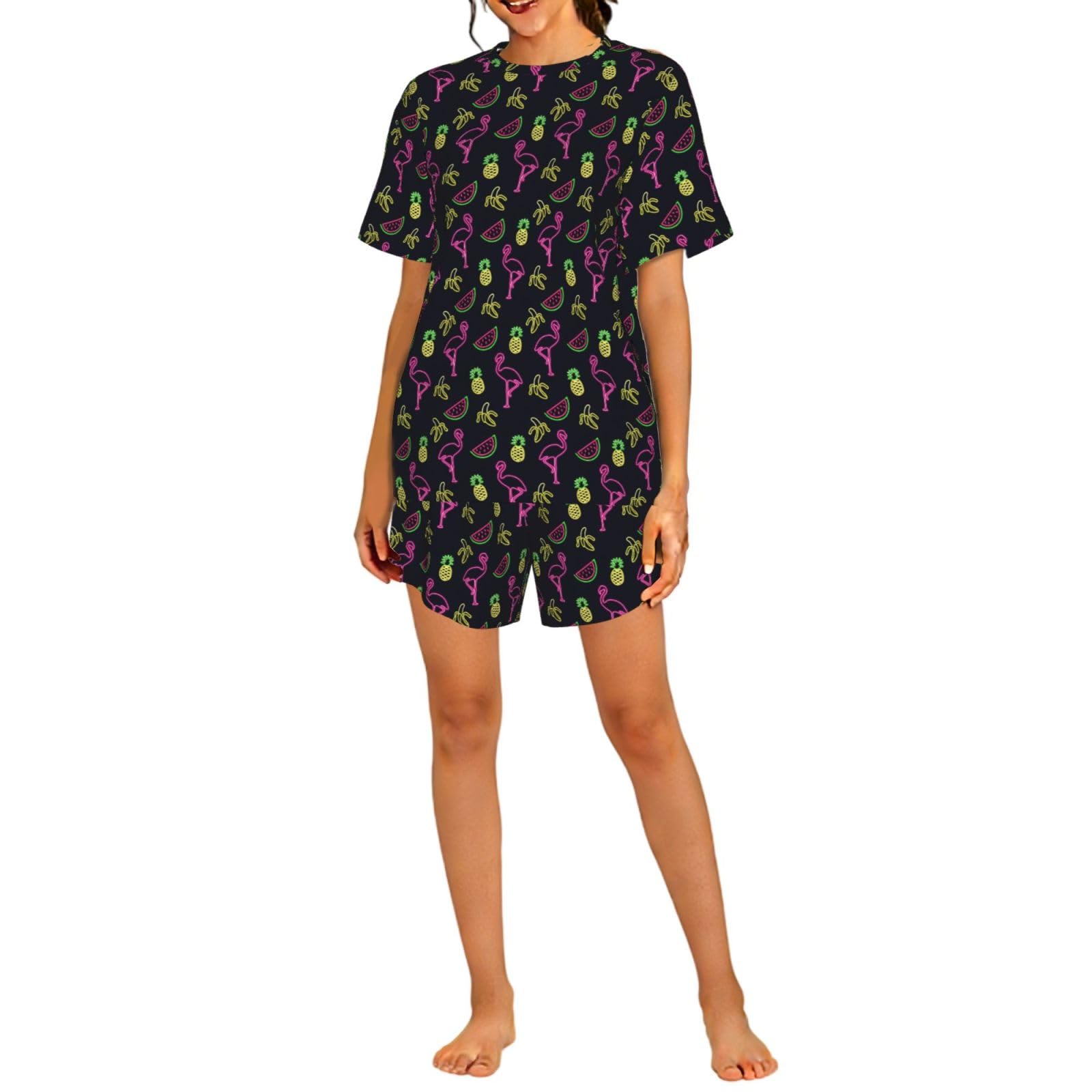 FBGHHTY Pineapple Banana Flamingo Print