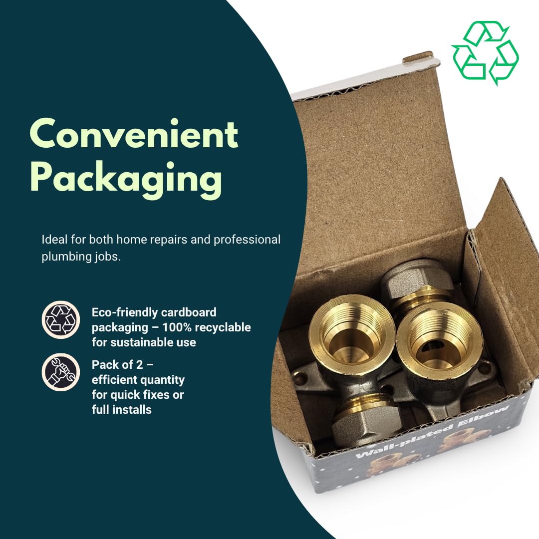 Wrmer System 16mm x 1/2" Wall Plate Elbow Female Compression Fitting for Plumbing Connections Pack of 2 - Image 4