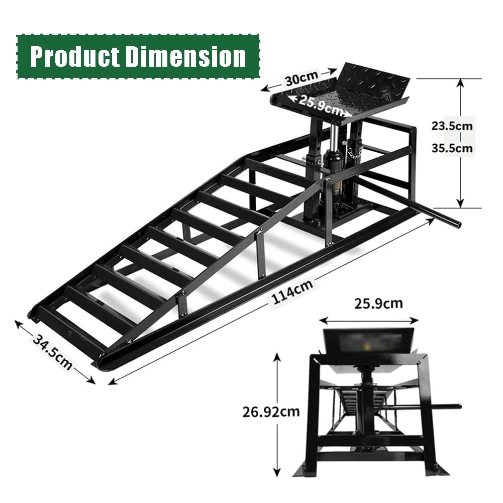 Lot De 2 Rampes De Levage Hydrauliques Réglables pour Voiture, Capacité De 5 Tonnes (11 000 LB), en Acier Robuste pour Vidange Et Inspection De Véhicule en Garage