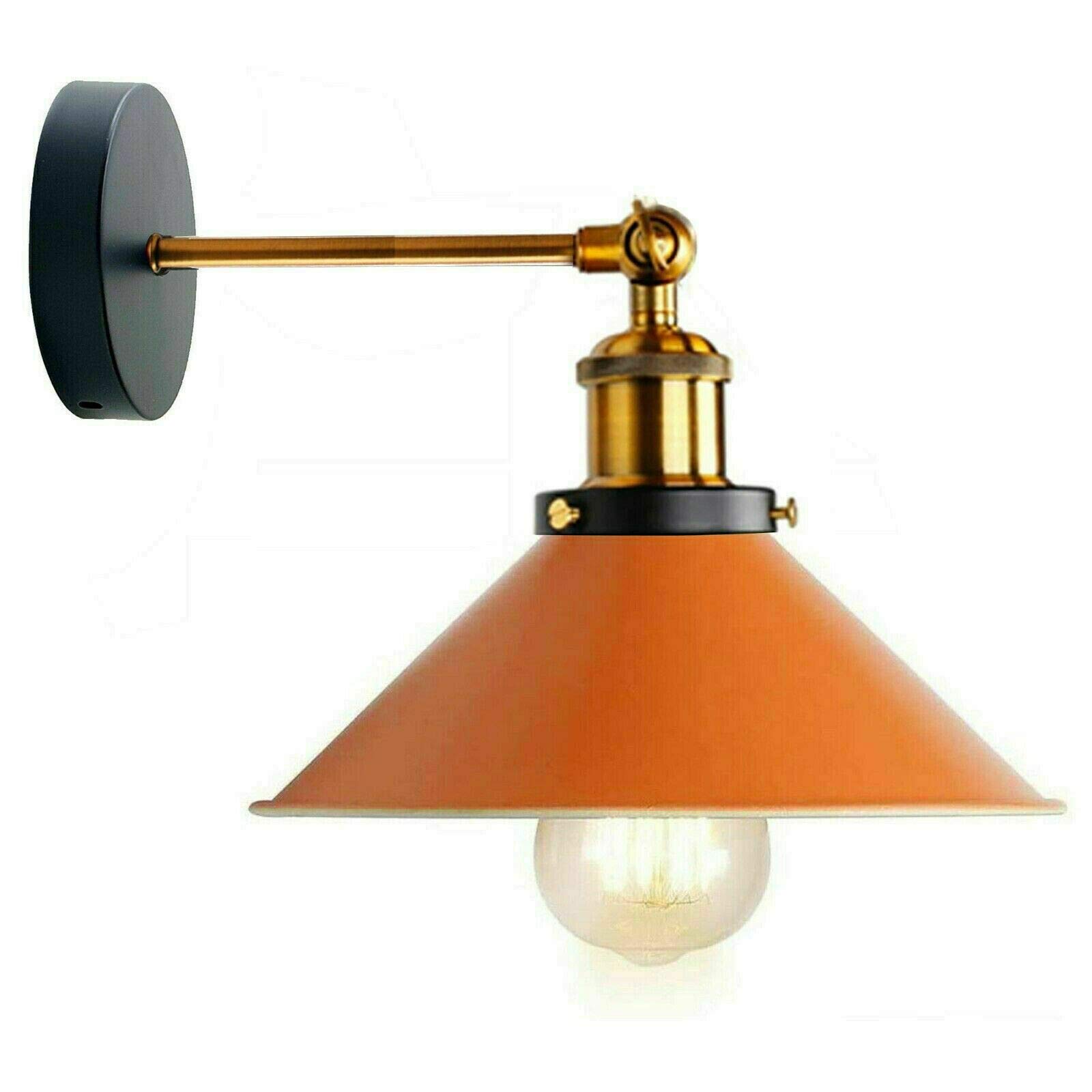 LEDSone Wall Lights, E27 Edison Retro Wall 22cm Lampshade Industrial Rustic Loft Wall Sconce Fixture Lighting 180* Angle Adjustable for Living Room (Orange)