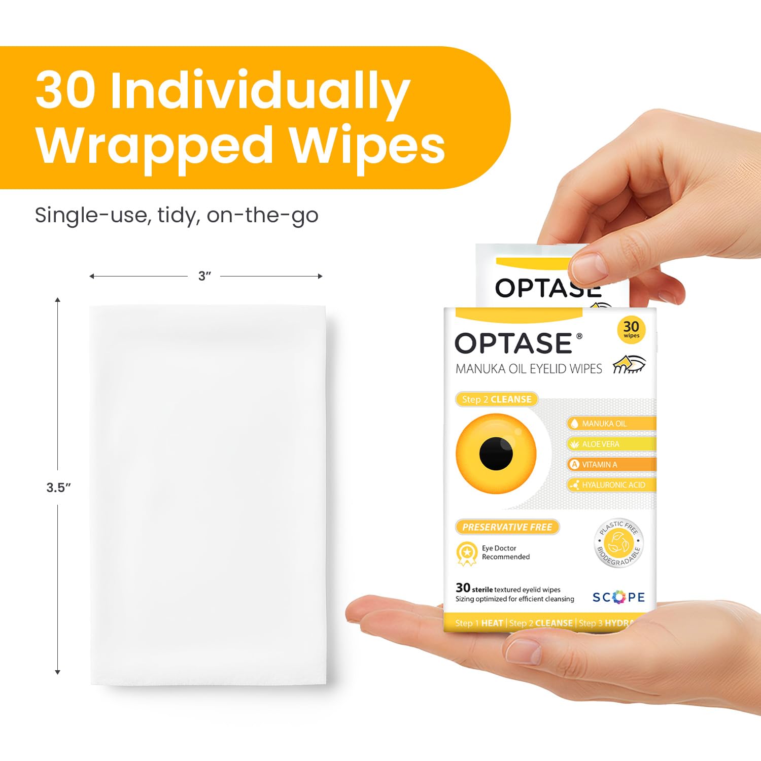 OPTASE Manuka Oil Eyelid Wipes, 30 Count – Eyelid Cleansing Wipes with Natural Manuka Oil – Preservative-Free Formula for Daily Hygiene and Eye Lid Comfort - Doctor Recommended Eye Lid Cleaning - Image 6