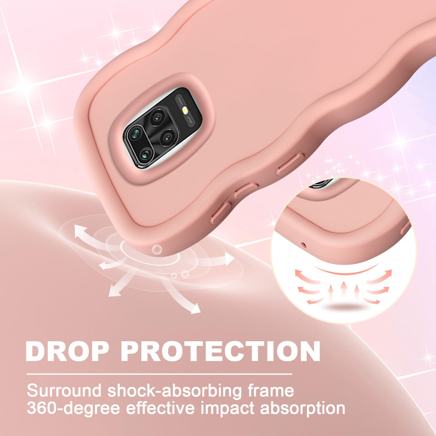 Niedliche Wellen-Handyhülle Aus Silikon Für Xiaomi Redmi Note 9S / 9 Pro – Stoßfest & Grün