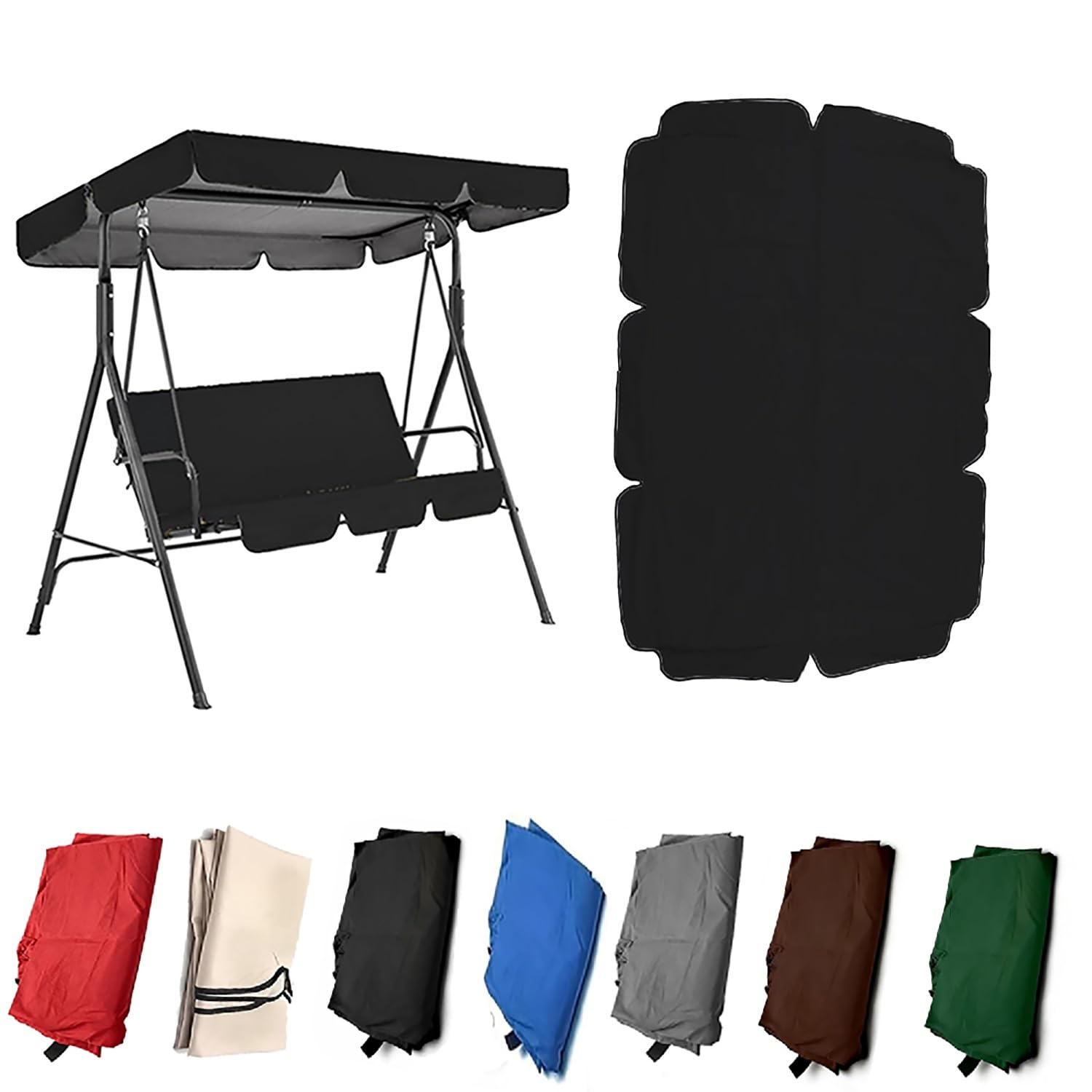 YCXHGK 75x47in 76.8x49in Swing Replacement Cover for Outdoor, Reinforced Edges, Waterproof Rip-Proof Sun Shade Awning for Backyard Garden Patio(Black,142x120cm/56x47in)