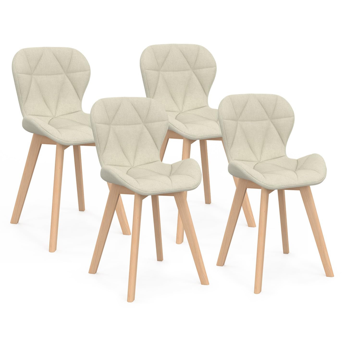 IDMarket - Juego de 4 sillas de comedor (tejido beige)