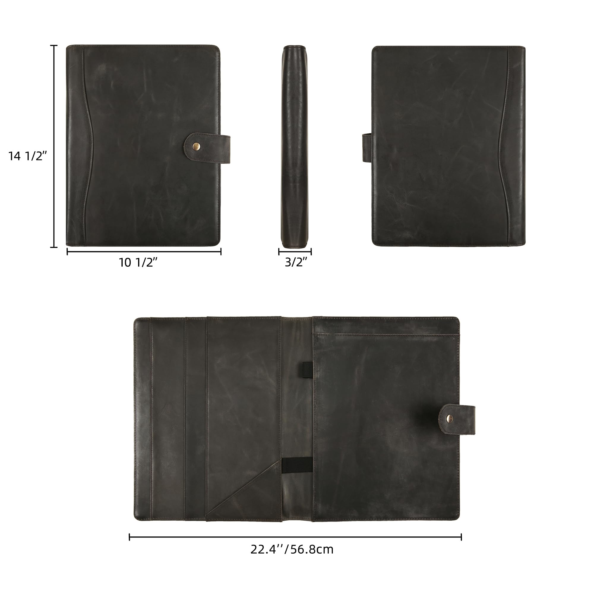 Portefeuille en cuir personnalisé pour homme, porte-documents en cuir pour femme, dossier de CV d'affaires, bloc-notes en cuir, support de bloc-notes en cuir A4 (gris, non personnalisé)