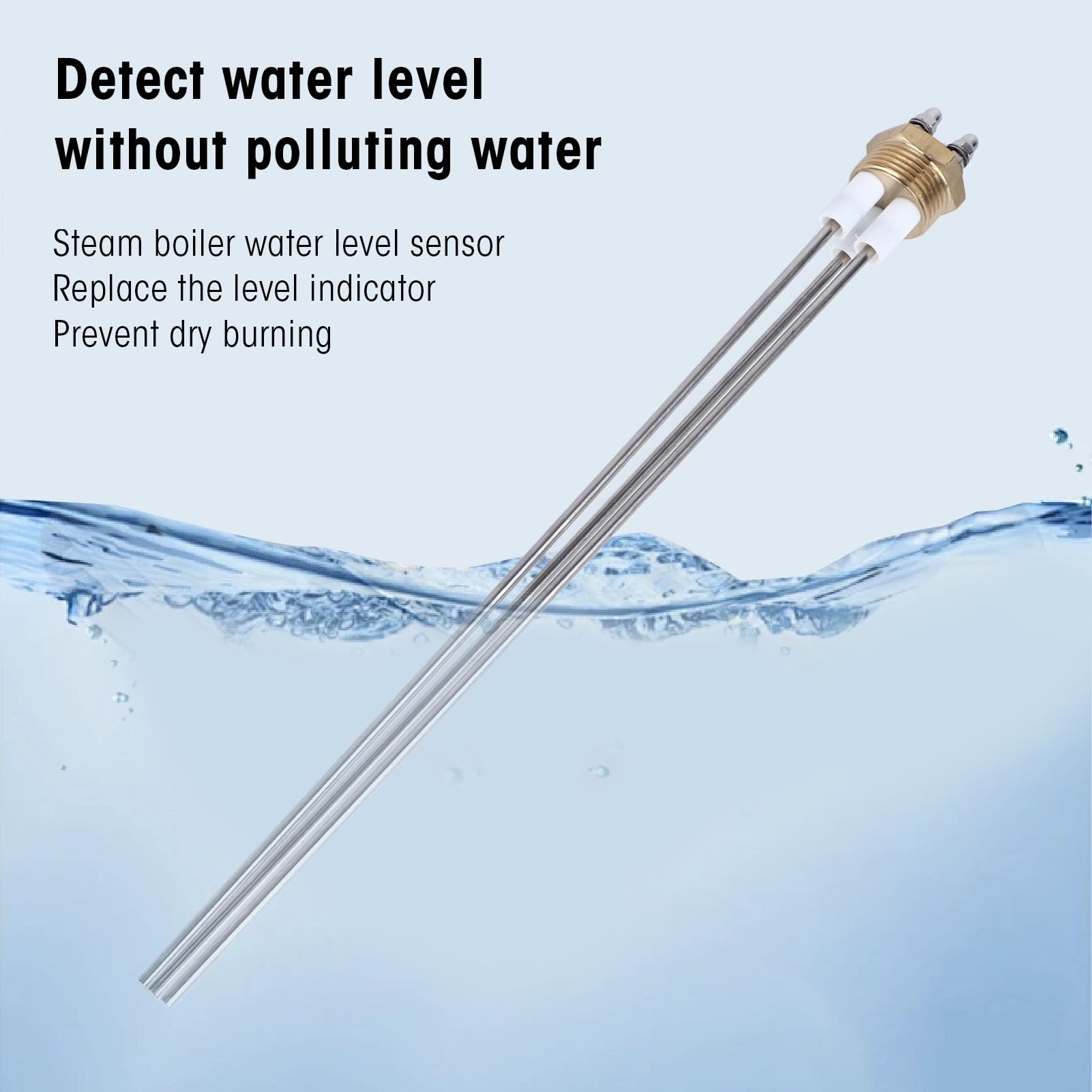Boiler Water Level Probe Sensor Gauge Electrode Rod 3 Pin PTFE Brass Stainless Steel, Strong and , Operating Temperature Suitable for Steam Boiler Water Level Sensor