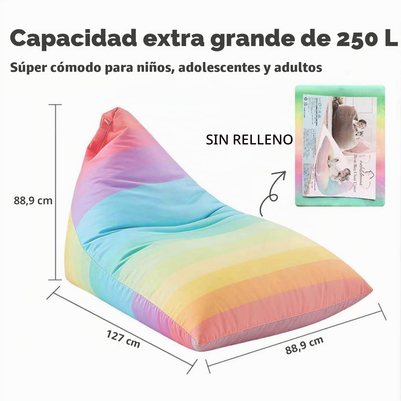 Funda de puf de Almacenamiento de Animales de Peluche Solo para niños y Adultos, Bolsa de puf Extragrande sin Relleno, Soporte y Organizador de Juguetes de Peluche