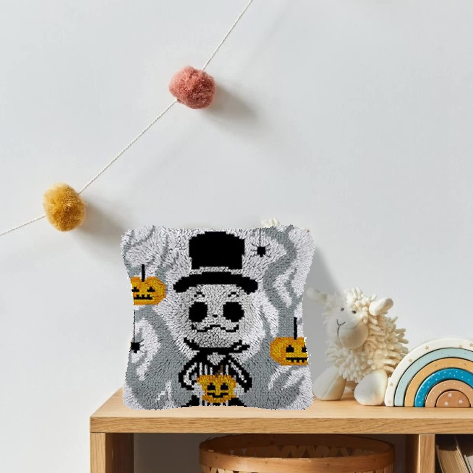 Xiyocadt Halloween Knüpfkissen Set - DIY Kissenbezug 43x43 Cm Für Erwachsene