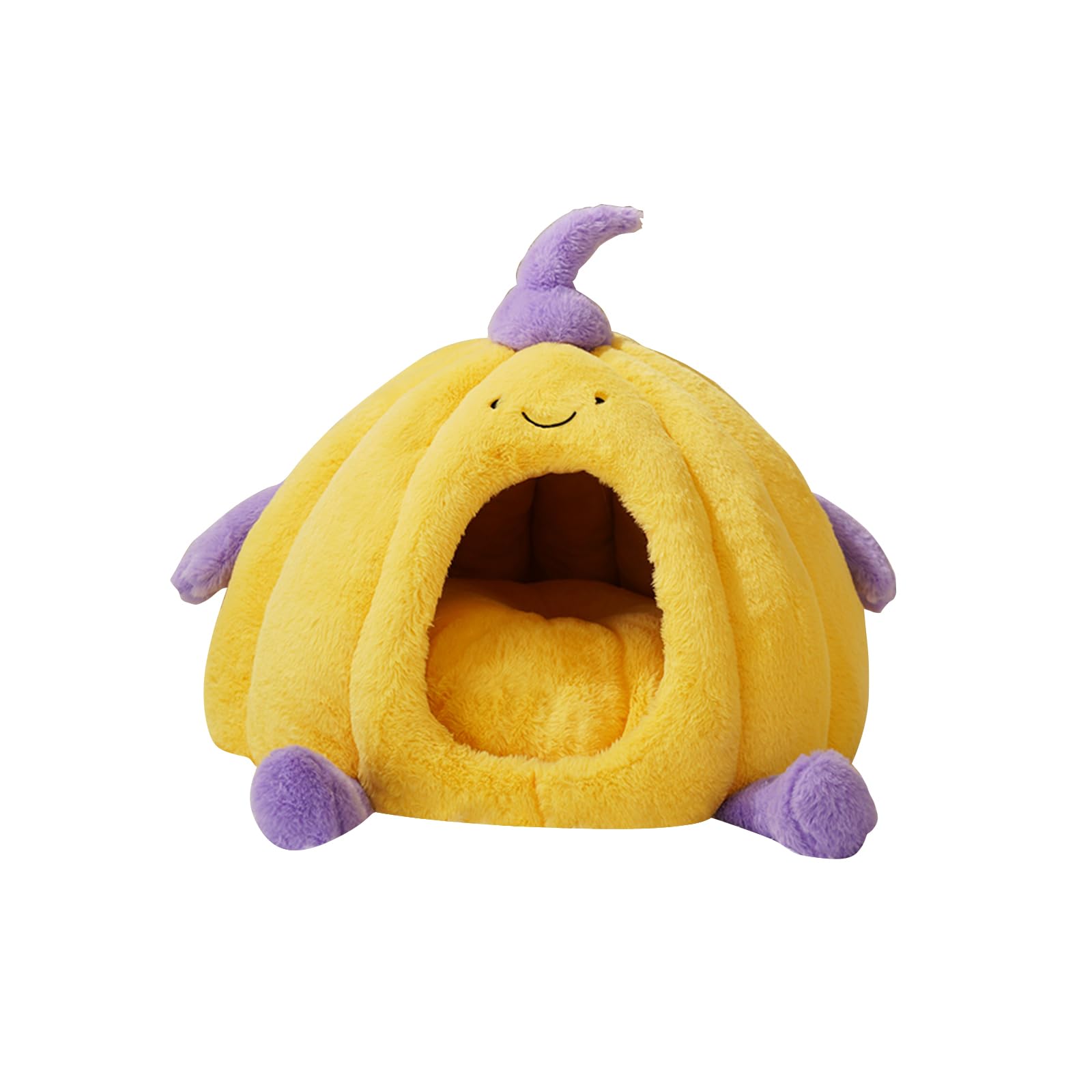 Galatée Cat Cave Bed, Soft And Warm Cat House, Dog Bed With Removable Washable Cushioned Pillow, Cute Pet Tent, Comfortable Pet Nest(S, Yellow)