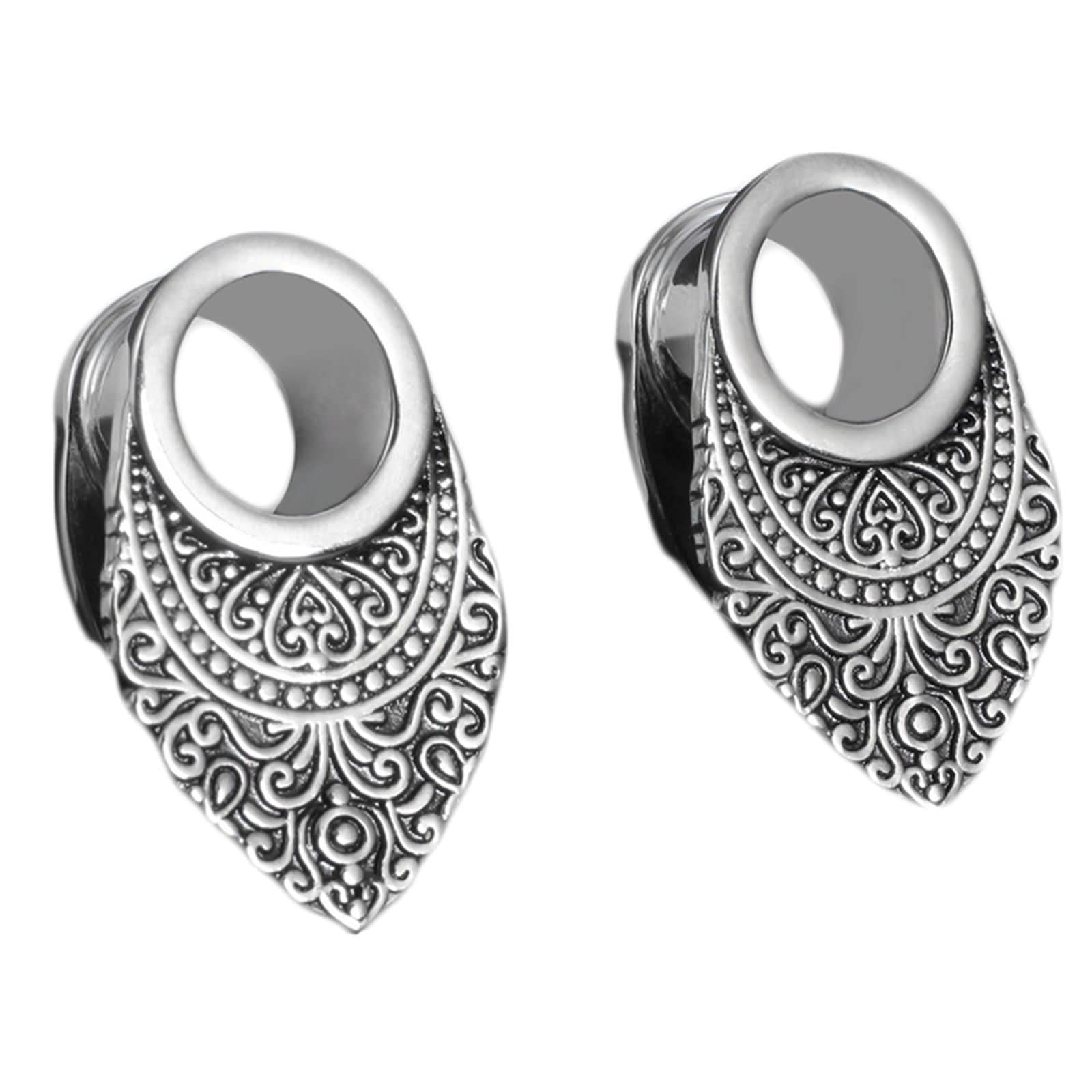 Daesar Ohr Tunnel 6-16MM Edelstahl, Ohr Plug Piercing Rund mit Vintage Filigran Motiv Ohrringe Tunnel Expander Set