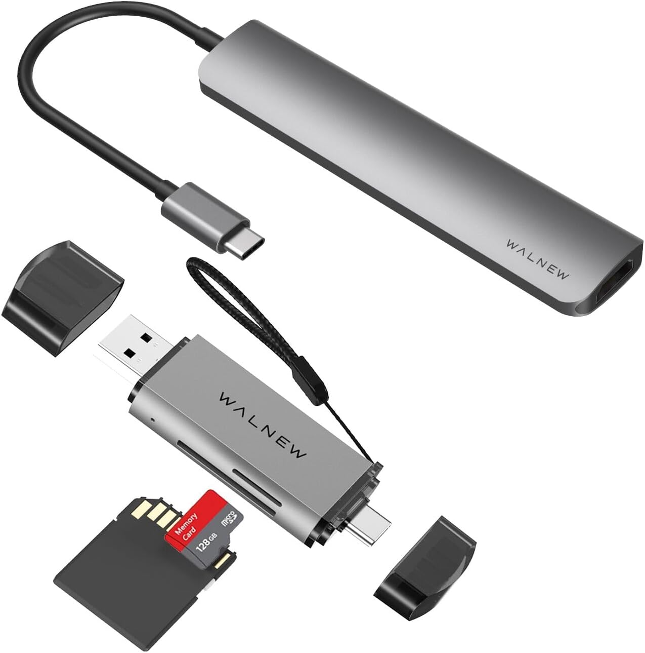 WALNEW 7 in 1 USB C Hub & SD Card Reader Bundle