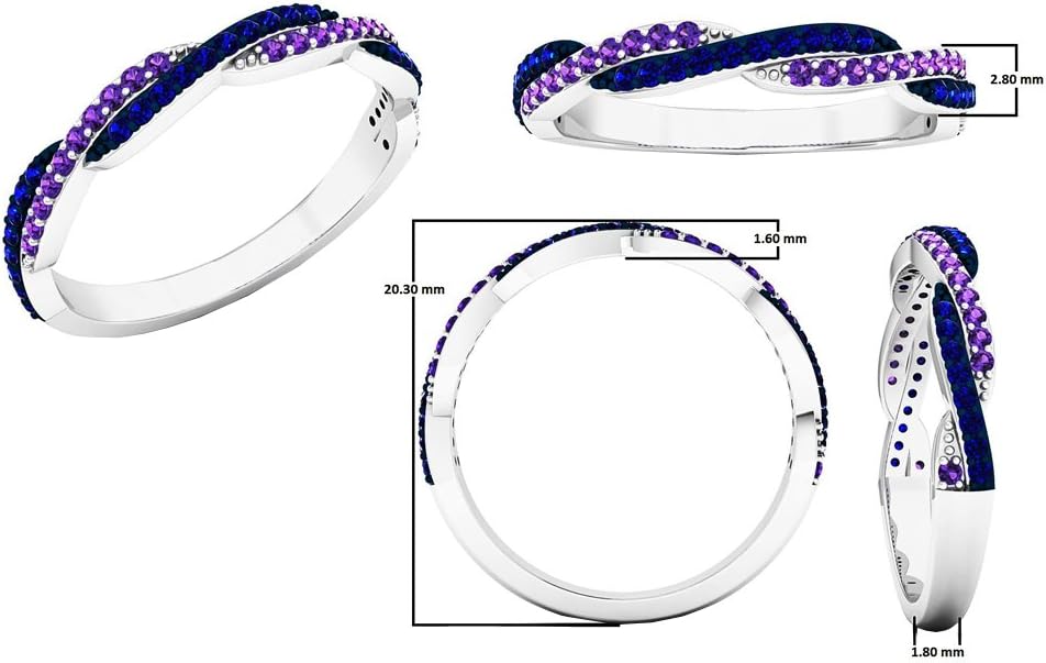 Dazzlingrock Collection Round Amethyst & Blue Sapphire Swirl Stackable Wedding Band for Women in Real Solid Gold