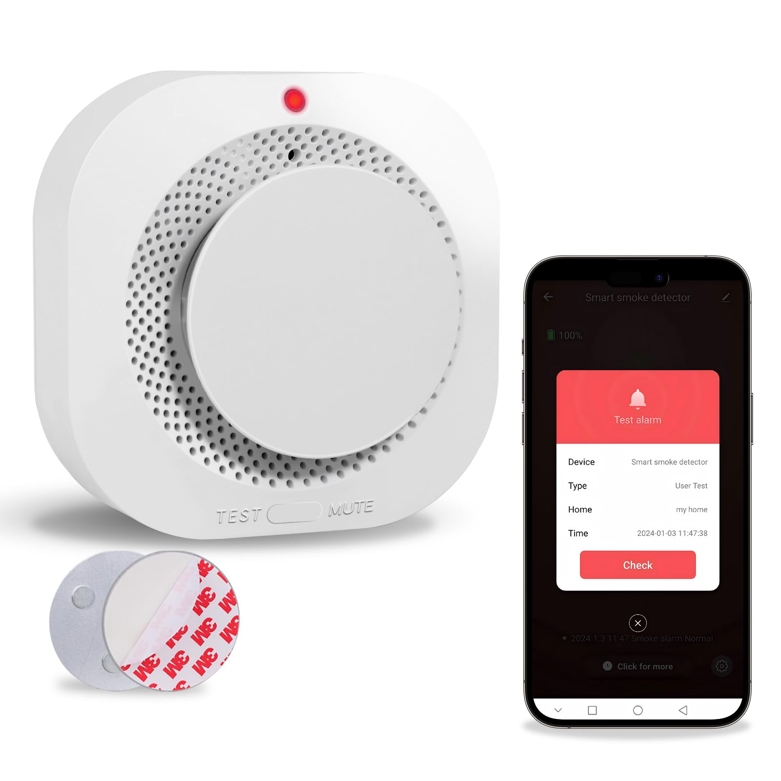 CNBINGO WiFi Smoke Alarms for Home, APP Function, Real-time Monitoring, Magnetic Mount or Screw Mount, Smart Optical Fire Alarms with 10 Years Life, LED Indicator, 85dB Alarm, Conforms EN14604