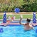 HOLYFUN Inflatable Pool Volleyball Floating Net Set Basketball Hoop with USA Flag Pattern, Summer Pool Water Games for Kids, Teens, Adults and Family