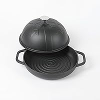 Vista 3 de HAWOK Horno de pan de hierro fundido con tapa Cloche, diámetro de 9.8 pulgadas, 1.5 cuartos de galón, bandeja para hornear de masa madre, negro
