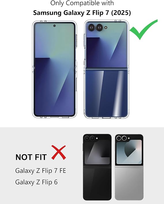 Cresee Case for Samsung Galaxy Z Flip 7 (2025) Phone Case with Crystal Clear Hard Back + Soft TPU Bumper Shockproof Cover for Galaxy Z Flip7 - Transparent