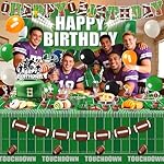 Football Party Decorations & Supplies Kit- All-in-One Football Birthday Decor with Premium Plates, Touchdown Tablecloth, Backdrop, Banner & Superbowl Party Accessories for 10 Guests - Image 5
