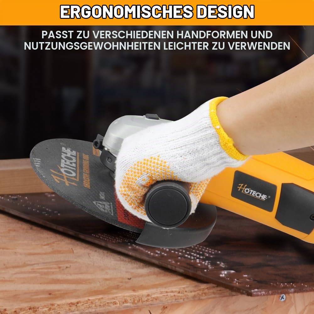 Hoteche 2400W Winkelschleifer 230mm Trennschleifer mit Kupfermotor - Selbstverriegelnder Schalter, Soft-Start, 6500rpm,VDE Stecker - Gelb/Schwarz